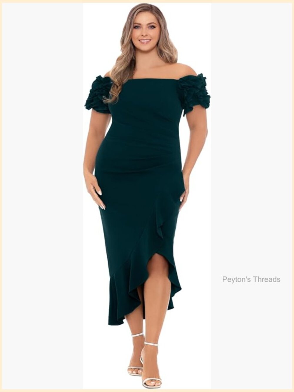 Off The Shoulder Ruffle Sleeve Midi Dress Plus Size Special Occasion